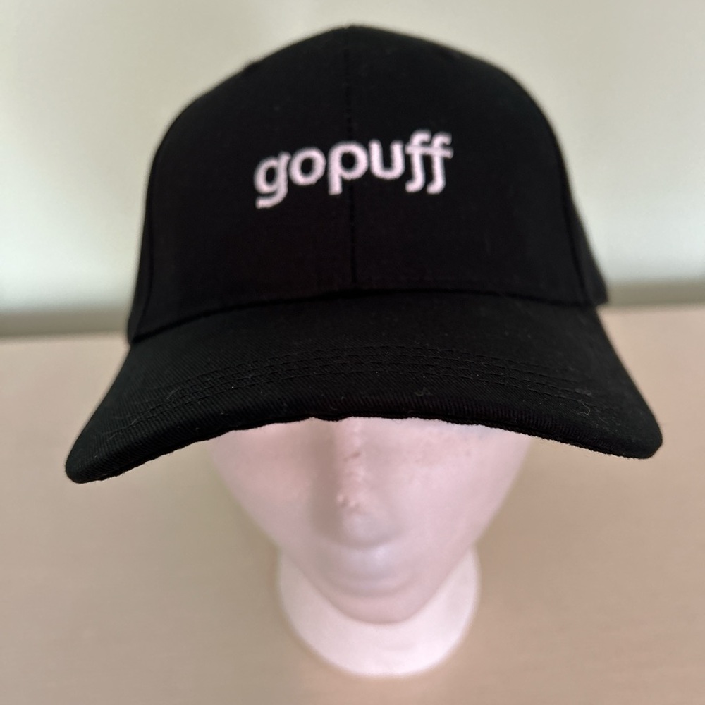 GoPuff Black Strap Back Baseball Cap Adjustable Sizing New